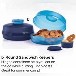 Tupperware Round Sandwich, Bagel, Snack, Lunch Keepers 2pc Set